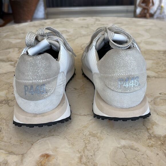 P448 Cancun Low Top Sneakers Rafia Leather & Suede Leather Retro Made in Italy - Picture 9 of 15